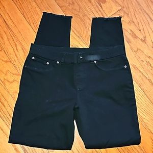 HUE BLACK PULL ON RIPPED SKINNY JEANS sz L